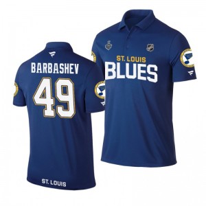 Blues 2019 Stanley Cup Final Name & Number Blue Ivan Barbashev Polo Shirt - Sale