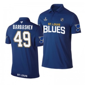 Blues 2019 Stanley Cup Champions Ivan Barbashev Royal Team Wordmark Polo Shirt - Sale