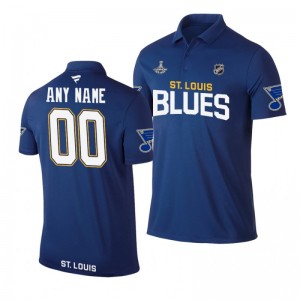 Blues 2019 Stanley Cup Champions Custom Royal Team Wordmark Polo Shirt - Sale