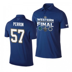 David Perron Blues 2019 Stanley Cup Western Conference Finals Matchup Polo Shirt Blue - Sale