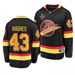 Canucks Quinn Hughes 2020 Stanley Cup Playoffs Flying Skate Black Jersey - Sale