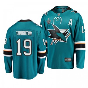 Sharks 2019 Stanley Cup Playoffs Joe Thornton Breakaway Player Teal Jersey - Sale
