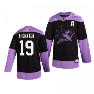 Joe Thornton Sharks Black Hockey Fights Cancer Practice Jersey - Sale