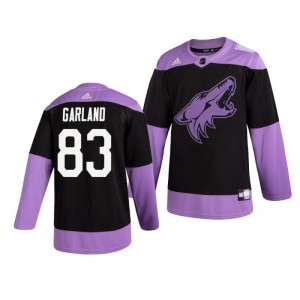 Conor Garland Coyotes Black Hockey Fights Cancer Practice Jersey - Sale