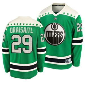 Oilers Leon Draisaitl 2020 St. Patrick's Day Replica Player Green Jersey - Sale