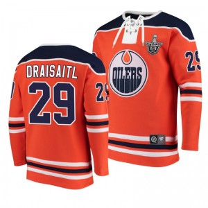 2020 Stanley Cup Playoffs Oilers Leon Draisaitl Jersey Hoodie Orange - Sale
