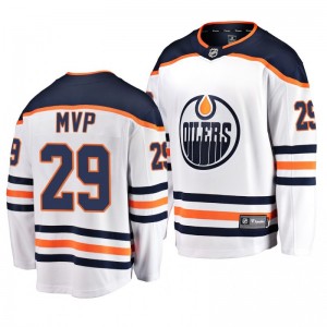 Men Oilers Leon Draisaitl 2020 NHL MVP Away Special Edition White Jersey - Sale