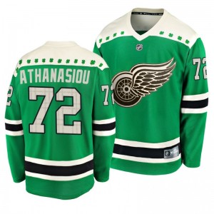 Red Wings Andreas Athanasiou 2020 St. Patrick's Day Replica Player Green Jersey - Sale