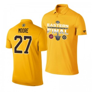 John Moore Bruins 2019 Stanley Cup Playoffs Eastern Conference Finals Matchup Gold Polo Shirt - Sale