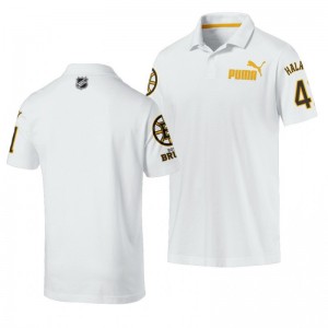 Jaroslav Halak Bruins Name and Number Essentials White Polo Shirt - Sale
