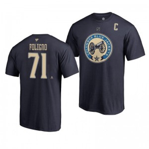 Blue Jackets Nick Foligno Navy Alternate Authentic Stack T-Shirt - Sale