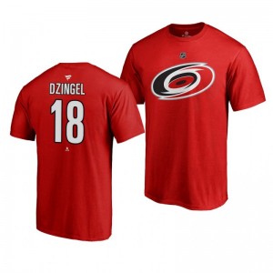 Ryan Dzingel Hurricanes Red Authentic Stack T-Shirt - Sale
