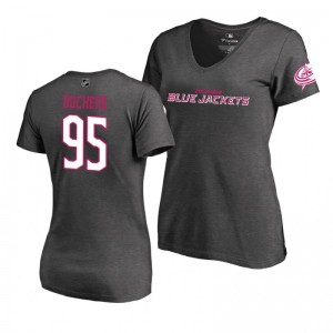 Mother's Day Pink Wordmark V-Neck Heather Gray T-Shirt Columbus Blue Jackets Matt Duchene - Sale