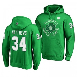 Auston Matthews Toronto Maple Leafs St. Patrick's Day Green Pullover Hoodie