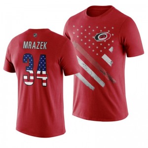 Petr Mrazek Hurricanes Red Independence Day T-Shirt - Sale