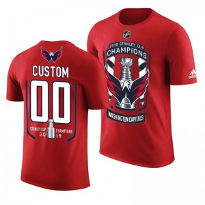 Men's Custom Capitals 2018 Red 2018 Stanley Cup Champions T-Shirt - Sale