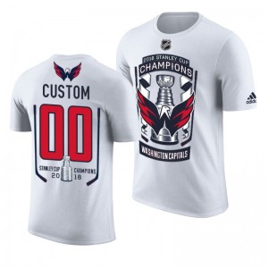 Men's Custom Capitals 2018 White 2018 Stanley Cup Champions T-Shirt - Sale