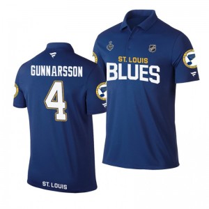 Blues 2019 Stanley Cup Final Name & Number Blue Carl Gunnarsson Polo Shirt - Sale
