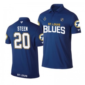 Blues 2019 Stanley Cup Final Name & Number Blue Alexander Steen Polo Shirt - Sale