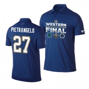 Alex Pietrangelo Blues 2019 Stanley Cup Western Conference Finals Matchup Polo Shirt Blue - Sale