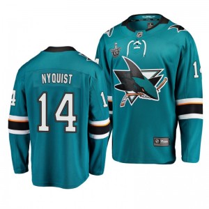 Sharks 2019 Stanley Cup Playoffs Gustav Nyquist Breakaway Player Teal Jersey - Sale