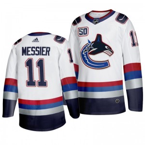 Mark Messier Canucks 50th Anniversary White Vintage Authentic Jersey - Sale