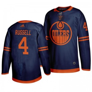Oilers Kris Russell 2019-20 Alternate Third Authentic Jersey - Blue - Sale