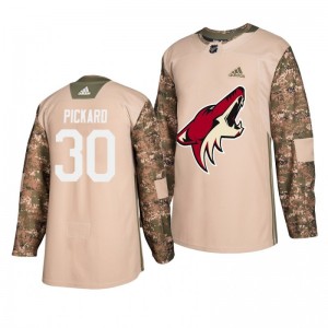 Coyotes Calvin Pickard Veterans Day Practice Adidas Camo Jersey - Sale