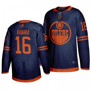 Oilers Jujhar Khaira 2019-20 Alternate Third Authentic Jersey - Blue - Sale