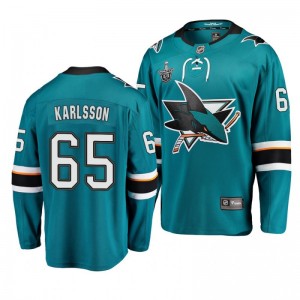 Sharks 2019 Stanley Cup Playoffs Erik Karlsson Breakaway Player Teal Jersey - Sale