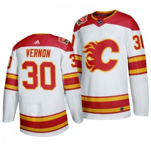 Mike Vernon Flames White 2019-20 Heritage Authentic Retired Jersey - Sale