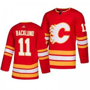 Mikael Backlund Flames Red Adidas Authentic Third Alternate Jersey - Sale