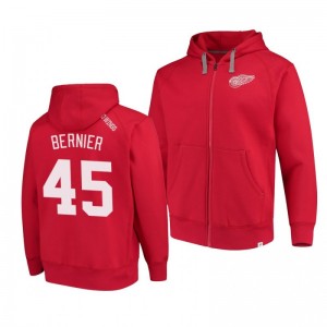 Detroit Red Wings Jonathan Bernier Red Indestructible Full-Zip Player Hoodie - Sale