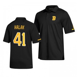 Bruins Jaroslav Halak Alternate Game Day Black Polo Shirt - Sale