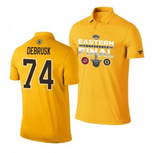 Jake DeBrusk Bruins 2019 Stanley Cup Eastern Conference Finals Matchup Gold Polo Shirt - Sale