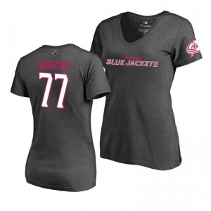 Mother's Day Pink Wordmark V-Neck Heather Gray T-Shirt Columbus Blue Jackets Josh Anderson - Sale