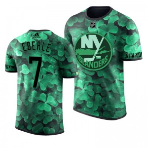 Islanders Jordan Eberle St. Patrick's Day Green Lucky Shamrock Adidas T-shirt - Sale