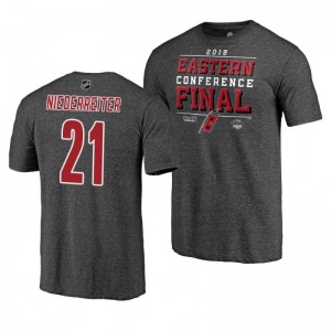 Hurricanes 2019 Stanley Cup Playoffs Nino Niederreiter Eastern Conference Finals Gray T-Shirt - Sale