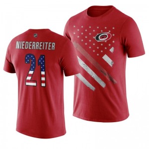 Nino Niederreiter Hurricanes Red Independence Day T-Shirt - Sale