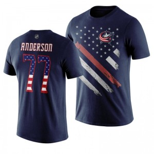 Josh Anderson Blue Jackets Navy Independence Day T-Shirt - Sale