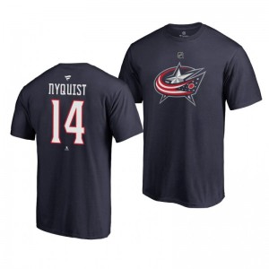 Gustav Nyquist Blue Jackets Navy Authentic Stack T-Shirt - Sale