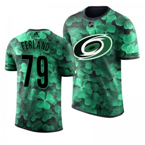 Hurricanes Micheal Ferland St. Patrick's Day Green Lucky Shamrock Adidas T-shirt - Sale