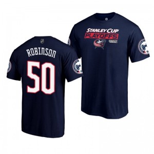 Blue Jackets Eric Robinson 2019 Stanley Cup Playoffs Bound Body Checking T-Shirt Navy - Sale