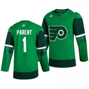 Flyers Bernie Parent 2020 St. Patrick's Day Authentic Player Green Jersey - Sale