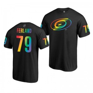 Micheal Ferland Hurricanes 2019 Rainbow Pride Name and Number LGBT Black T-Shirt - Sale