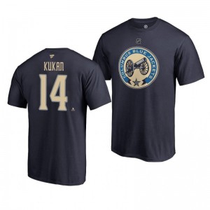 Blue Jackets Dean Kukan Navy Alternate Authentic Stack T-Shirt - Sale