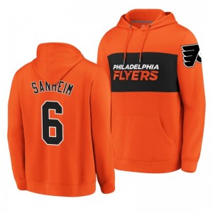 Flyers Travis Sanheim Classics Faux Cashmere Pullover Orange Hoodie - Sale
