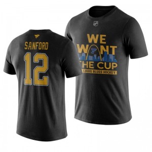 Zach Sanford Blues Black We Want The Cup Stanley Cup Final T-Shirt - Sale