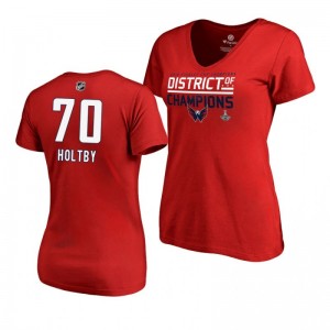 Braden Holtby Capitals Women's 2018 Stanley Cup Champions Red District of Champions T-shirt - Sale