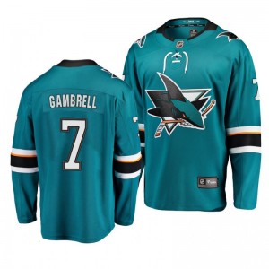 Dylan Gambrell Sharks 2019 Home Breakaway Player Jersey - Teal - Sale